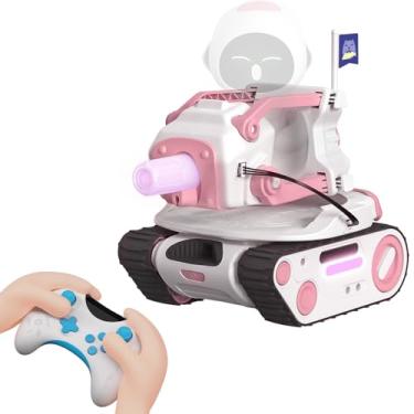 Imagem de ENERGIZE LAB Panxer - RC Battle Tank Compatible with Eilik Robots Blue/Pink/DQ/Sliver, Crawler Car Toys with LED Lights and 2.4Ghz Remote Control, Single and Multi-Player Party Play Mode (Pink)