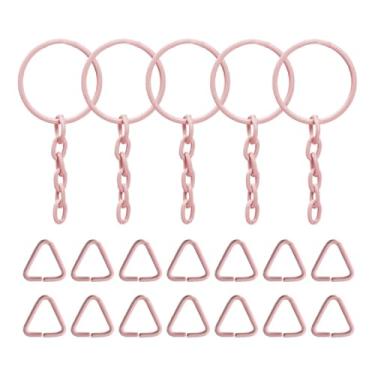 Imagem de Argola Com Corrente 23mm Resistente Artesanato Com Triangulo Criação De Chaveiro 100 unidades (Rosa Bebe)