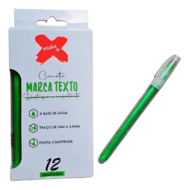 Imagem de Marca Texto Verde, Ponta Chanfrada, Base de Água, Traço 1-3,5mm, 12 Unidades