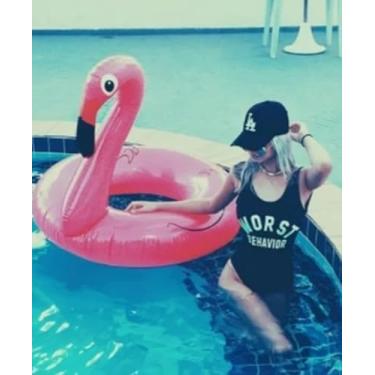 Imagem de Boia Flamingo Inflável Rosa de 120 cm para Piscina e Praia