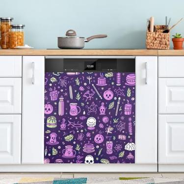 Imagem de ATTX Capa magnética de caveira de Halloween, 58,4 cm C x 66 cm A, decoração da capa da máquina de lavar louça, decalques de armário doméstico e eletrodomésticos adesivos #97