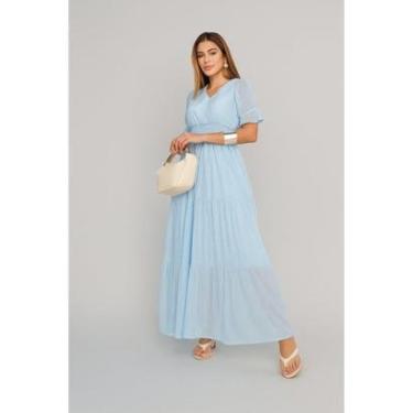 Imagem de Vestido Longo D Bell Outlet Fashion Tule Azul-Feminino