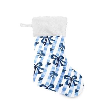 Imagem de GakkiGii Pacote com 2 meias de Natal de coração com gravata borboleta, decoração grande para pendurar na parede da árvore da lareira, 45 x 31 cm