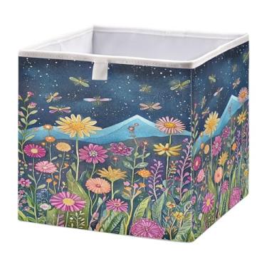 Imagem de SEHANY Cesto de armazenamento dobrável Mountains Lanscape, organizador de tecido grande, dobrável, para roupas, brinquedos, livros, armário, berçário, 28 x 28 x 28 cm