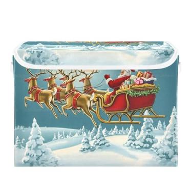 Imagem de SEHANY Cestas de armazenamento de Papai Noel de Natal com tampas, organizador de caixas de armazenamento de tecido para armário de roupas, cobertor de escritório, berçário, 42 x 32 x 30 cm