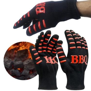 Imagem de 2 Luvas Térmicas até 248 c Luva Churrasqueiro Churrasco Forno Cozinha 