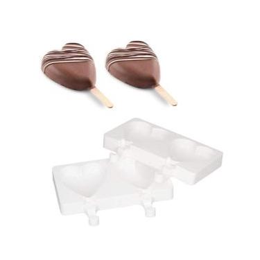 Imagem de Molde 2 Sorvetes Gelatto Silicone Palito Coração Silikomart
