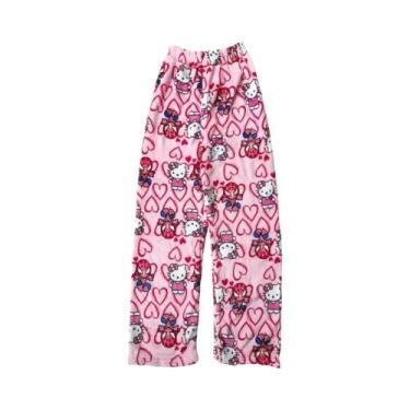 Imagem de Calças De Pijama Flaneladas Y2K Hello Kitty SpiderMan, Confortáveis E 