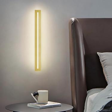 Imagem de Lâmpadas de parede internas LED moderna longa lâmpada de parede de alumínio linha minimalista lâmpada de sala de estar iluminação de parede para quarto escada lâmpada de corredor de cabeceira (luz