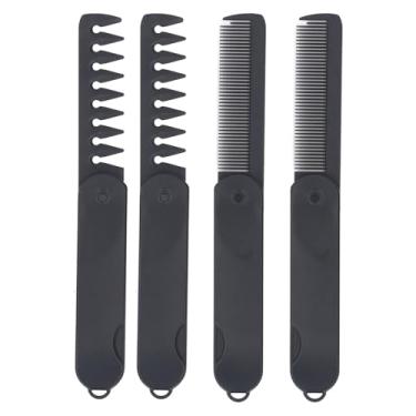 Imagem de Brrnoo Pente de Bolso Dobrável de 4 Peças para Homens – Pente para Modelar Cabelo e Barba Com Dentes Largos e Finos – Ferramenta de Limpeza Portátil Dobrável para Viagens e Uso Diário