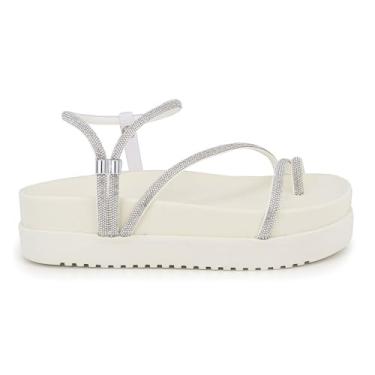 Imagem de Sandalia Papete Feminia -Sandalia Birken Flat com Strass Confortavel (Branca, BR, Adulto, Numérico, 36)