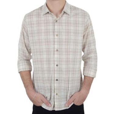 Imagem de Camisa Social Masculina Ogochi ML Xadrez Slim Bege - 0015-Masculino