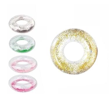 Imagem de Boia Transparente Redonda com Glitter Piscina Praia Pool Party(Prata 80cm)