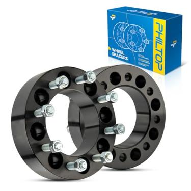 Imagem de PHILTOP Espaçadores de roda 8 x 6,5 cm compatíveis com Silverado 1500,8 x 165,1 mm espaçador centralizado com furo de cubo de 126,15 mm M14 x 1,5 pinos, adequado para 2500, Silverado 2500 HD, Sierra