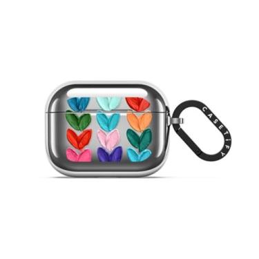 Imagem de CASETiFY Capa espelhada para AirPods Pro 3 com anel [compatível com carregamento refletivo/slim fit/sem fio] - corações de bolinhas transparentes - prata