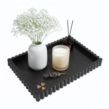 Imagem de Bandeja decorativa quadrada de concreto para decoração de bandeja de mesa de café – Bandeja otomana para sala de estar – Bandejas decorativas – Bandejas decorativas de mesa de centro de mesa de centro