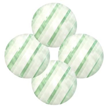 Imagem de Wassud Jogo americano conjunto de 4 tapetes redondos de textura verde claro para cozinha e jantar tapetes laváveis resistentes ao calor decoração de mesa 39 cm