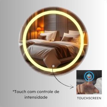 Imagem de Espelho Redondo 50x50 Jateado Com Led Touch Decorativo Banheiro Maquiagem Closet Moderno (Quente)