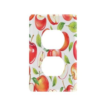Imagem de Wassud Aquarela maçãs placa de cobertura de interruptor de luz decorativa capas de tomada placa de parede para tomadas elétricas duplex 4,53 x 2,76 polegadas