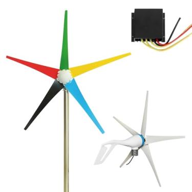 Imagem de Gerador De Turbina Eólica De Eixo Horizontal Com Controlador De Carga, 100W–400W 12V/24V/48V, 5 Pás De Fibra De Nylon, Partida Com Vento Fraco De 2,0 M/s, Energia Residencial(200W,12V)
