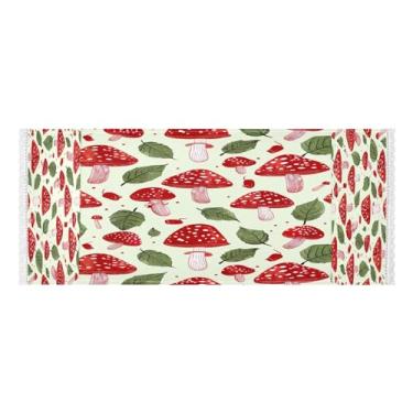 Imagem de Wassud Capas de lavadora e secadora de cogumelos vermelhos, protetor de lavadora com sacos de armazenamento, capa de geladeira à prova de poeira com bolsos para lavanderia doméstica, cozinha, 120 x 55