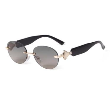 Imagem de HCHES Óculos de Sol Redondos Sem Aro UV400 Masculino Feminino Luxo Verão Degradê (4)