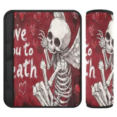 Imagem de Burbuja Capa para cinto de segurança de carro com esqueleto Cupido dos Namorados Protetor de cinto de segurança de carro macio confortável para alça de ombro de assento de carro, 1 par pequeno