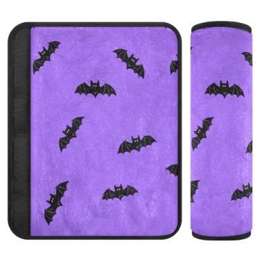 Imagem de Burbuja Capa para cinto de segurança de carro Bats on Purple Protetor de cinto de segurança de carro macio confortável para alça de ombro de assento, 1 par médio