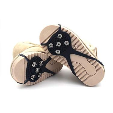 Imagem de 1 par de braçadeiras Milaloko (tamanho infantil), ganchos de tração, pontas para segurança de caminhada no inverno, aderência de sapatos no gelo, neve para meninas e meninos, tamanho infantil 8 – 10, Preto, Medium