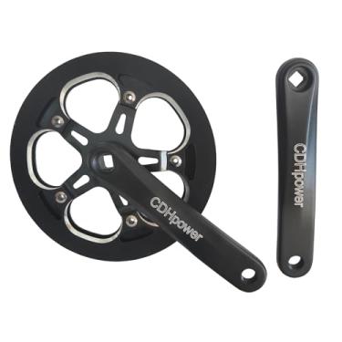 Imagem de CDHPOWER CHPOWER Pedaleira de bicicleta única 48T/52T 170 mm de aço com capa de corrente de liga de alumínio e braço para velocidade única e bicicletas de 6/7/8 velocidades (48T)