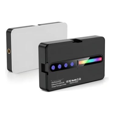 Imagem de Luz de Preenchimento RGB Portátil, Iluminação LED para Fotografia, Vídeo e Streaming, Compatível com Smartphones, Câmeras e Laptops, com Bateria Recarregável de 1800mAh