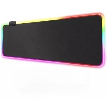 Imagem de Mouse Pad Gamer Extra Grande 80x30cm RGB LED Speed Liso Antiderrapante Preto(LINHA VERMELH EXTERNA)