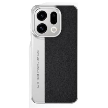 Imagem de HAOMRIYL Capa para Oppo Find X9/X9pro, proteção fina à prova de choque capa de couro PC rígido emenda cor estilo negócios, capa, preto, X9