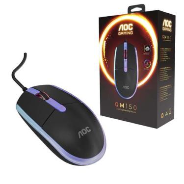 Imagem de Mouse Gamer Aoc Usb Rgb Rainbow 2000dpi 4 Botões Gm150B