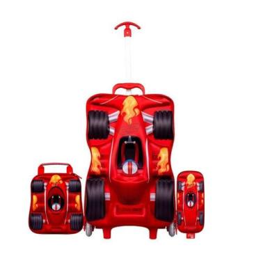 Imagem de Kit Mochila de Rodinhas Carros 3D Infantil Escolar Corrida - Yins, Ver