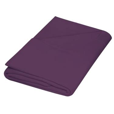 Imagem de ZPECC Lençol de cima com apenas 1 pacote, lençol de cima roxo escuro durável hipoalergênico macio escovado etiqueta codificada por cores, 206 x 244 cm