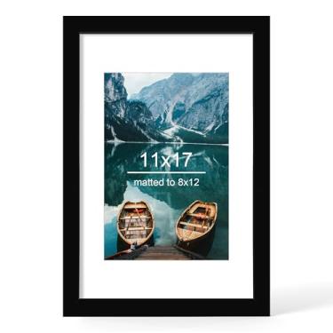 Imagem de Hongkee Moldura 28 x 43 cm, estilo madeira preta – tela de 20 x 30 cm com tapete ou pôster de 28 x 43 cm sem tapete, montagem na parede horizontal e vertical, 1 pacote