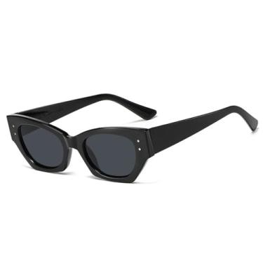 Imagem de Óculos de Sol Cat Eye Candy Colors Feminino Cinza Grosso Masculino UV400 para Esportes ao Ar Livre, Corrida e Ciclismo, Preto e Cinza
