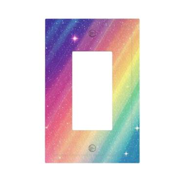 Imagem de WUYOCHA Capas de tomada decorativas, multicolorido, arco-íris, 1 gangue, interruptor de luz, placa de parede única para tomadas elétricas, capas de placa frontal para quarto, decoração de casa