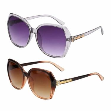 Imagem de HARFINGTON Óculos de sol para mulheres e homens, armação moderna óculos de sol com proteção solar, Cinza e caramelo, normal