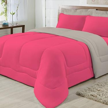 Imagem de Edredom Dupla Face 100% Algodão Malha King Gran Moratta 01 Peça - Caqui/ Pink