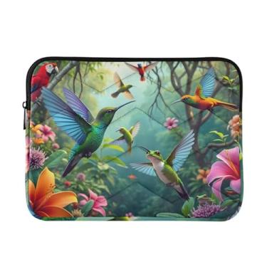 Imagem de Capa para laptop tropical pássaros rosa à prova de choque capa protetora para notebook bolsa fina para transporte de computador, 15-15,6 polegadas