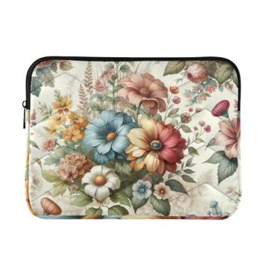Imagem de Capa protetora para notebook 13, 13,3, 35 cm, bege floral, à prova de choque, capa de transporte