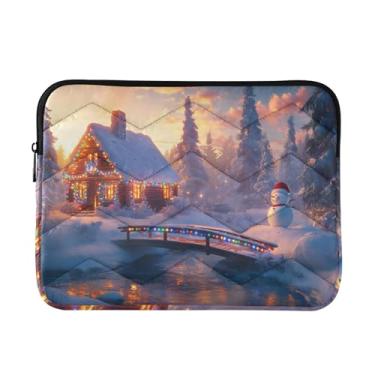 Imagem de Capa para laptop 13, 13,3, 14 polegadas luzes coloridas boneco de neve à prova de choque capa protetora para notebook tablet pasta bolsa de transporte