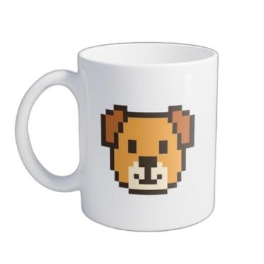 Imagem de Caneca Xícara de Café Porcelana 300ml Com Desenho De Cachorro Pixelado