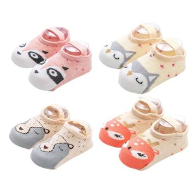Imagem de Kit 4 Meias Sapatilhas Antiderrapante Pietra Baby Infantil Unissex Alg