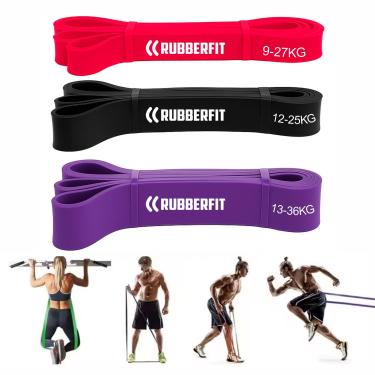 Imagem de Kit Super Bands 3 Bandas de Resistência (Forte, Média e Leve) Elásticos para Exercicios Malhar Casa Premium Rubber Fit