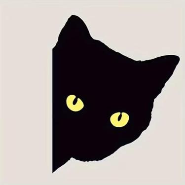 Imagem de Adesivos de vinil de PVC de gato preto com olhos amarelos adesivos autoadesivos à prova d'água para carros, laptops, caminhões, motocicletas, parede, janela, bagagem, capa de arranhão, decoração de
