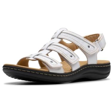 Imagem de Clarks Sandália feminina Laurieann Ivy, Couro branco, 9.5 Narrow