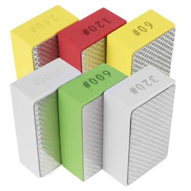 Imagem de Conjunto de 6 peças de almofadas de polimento manual de diamante 60/120/240/320/600/1000 grãos de bloco de lixamento de diamante seco úmido suporte de esponja reutilizável kit de bloco de lixamento de